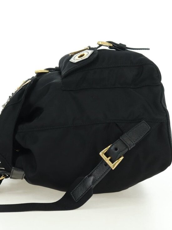 PRADA Robot Backpack Nylon Black Silver Auth 176514SAV main image 12